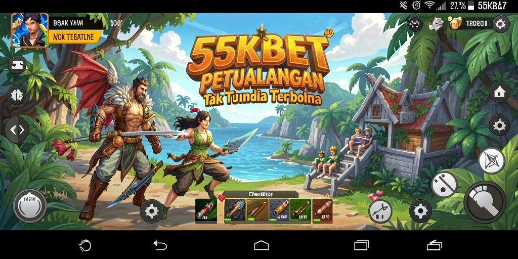 Screenshot gameplay 55KBET yang menampilkan dunia terbuka yang luas.