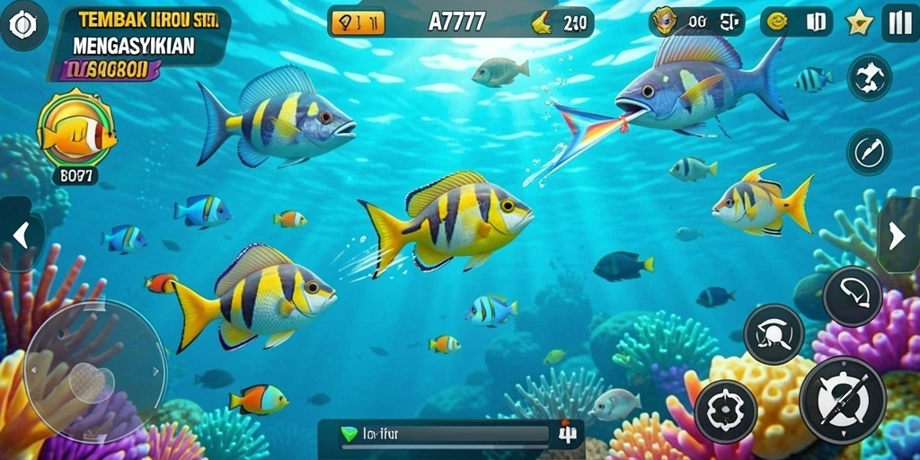 Tampilan screenshot A7777 menampilkan aksi seru dalam gameplay Tembak Ikan.