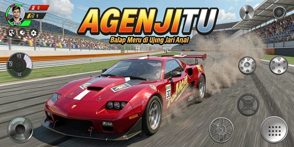 Screenshot gameplay AGENJITU yang menampilkan aksi balapan seru.