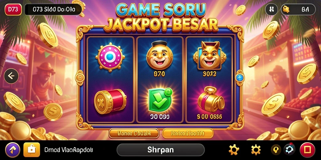 Screenshot D73 menampilkan permainan slot yang menarik dengan peluang jackpot.