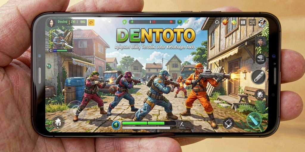 Screenshot utama DENTOTO menampilkan antarmuka aplikasi Utility yang menarik.