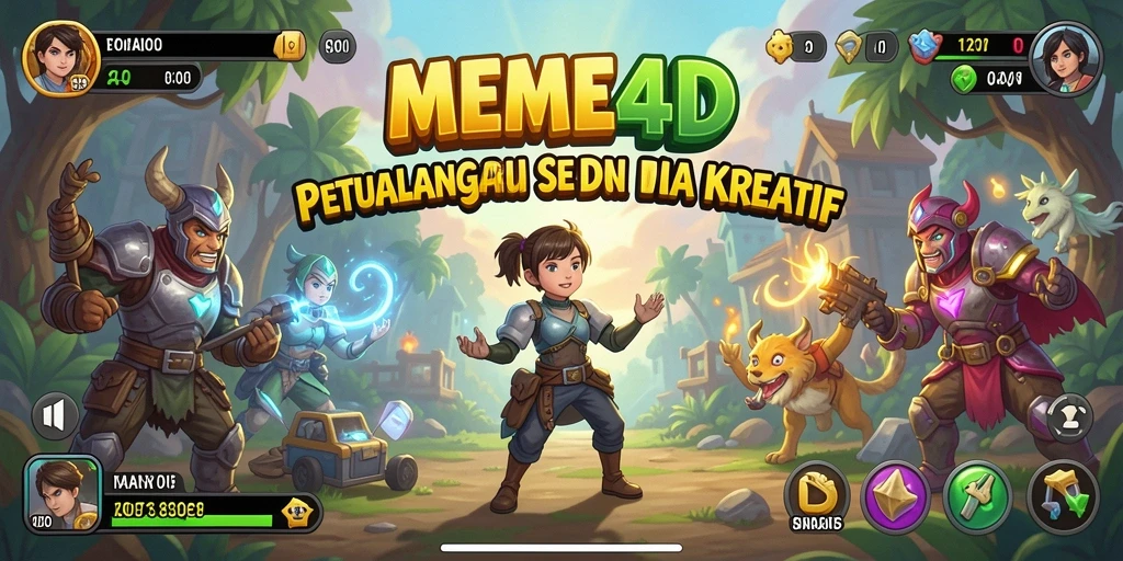 Tangkapan layar utama dari gameplay <strong>MEME4D</strong> yang menunjukkan aksi petualangan yang seru.