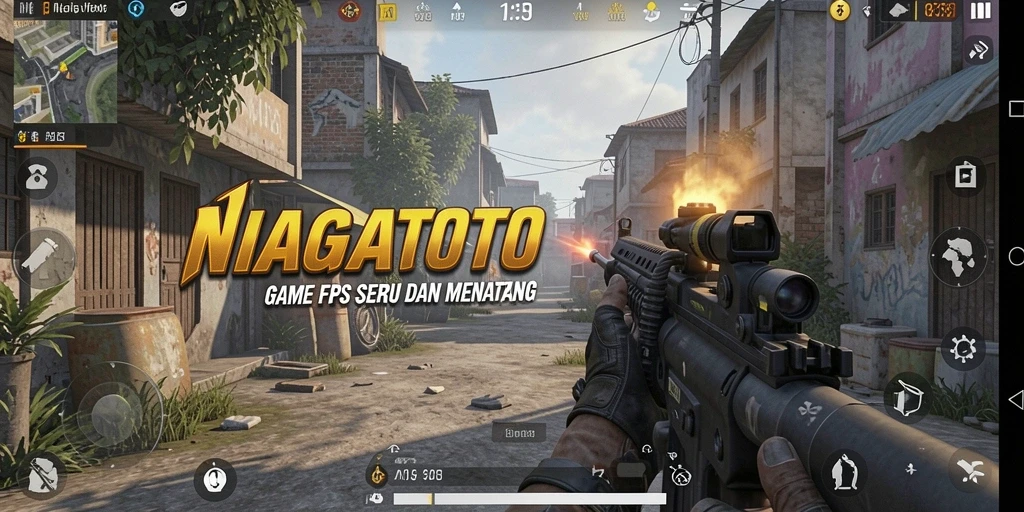 Screenshot gameplay NIAGATOTO menampilkan pertempuran seru dalam mode FPS.
